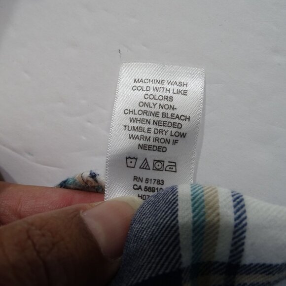 Maurices Navy Blue Cream Pink Silver Plaid Flannel Button Up Shirt Women Size XL - Picture 7 of 12